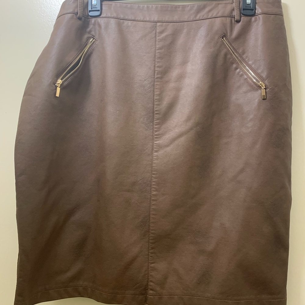 Brown faux leather skirt